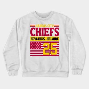 Kansas City Chiefs Edwards-Helaire 25 American Flag Football Crewneck Sweatshirt